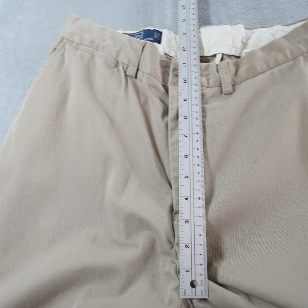 VTG Polo Ralph Lauren Chino Pant Mens 34 Beige 100% Cotton 90s Classic Flat
